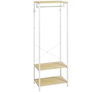 HOMCOM Porte-Manteaux avec tringle et 2 étagère à chaussures 60L x 40l x 167,5H cm Aspect bois Clair métal Blanc