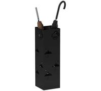 HOMCOM Porte-parapluie avec 4 crochets, bac récupérateur d'eau amovible, porte-parapluie, décoration pour parasol, parapluies et cannes en acier, 15,5 x 15,5 x 49 cm, noir