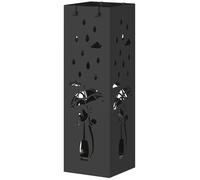 HOMCOM Porte-parapluie carré avec bac, 15.5x15.5x49 cm, Noir