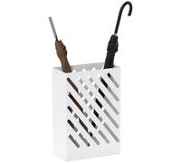 Porte-parapluie - HOMCOM - rectangulaire - 4 crochets et bac d'égouttement amovible - acier - 28 x 14 x 41 cm - blanc