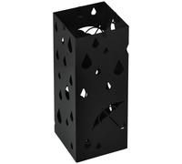 HOMCOM Porte-parapluie support à parapluie carré en acier avec 4 crochets et bac de récupération d'eau amovible noir