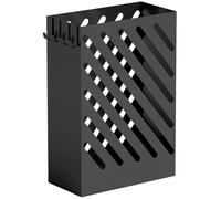 HOMCOM Porte-parapluies en acier galvanisé Support étroit avec bac de récupération amovible 4 crochets 28x14x41 cm Noir