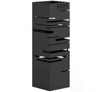 HOMCOM Porte-parapluies métallique, support pour parapluies avec 4 crochets et bac d'égouttage amovible, porte-parapluies noir pour entrée, bureau, 15,5 x 15,5 x 49 cm