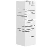 HOMCOM Porte-parapluies métallique, support pour parapluies avec 4 crochets et bac d'égouttage amovible, porte-parapluies blanc pour entrée, bureau, 15,5 x 15,5 x 49 cm
