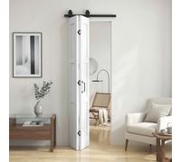 HOMCOM Porte pliante coulissante 71,2x213,4 cm Poignée | Rail en acier silencieux, guide, roulettes, porte intérieure rustique, MDF & pin, imperméable, pour cuisine & salle de bain