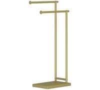 HOMCOM Porte-Serviettes 2 Niveaux avec 2 Barres 35,5x20x78 cm Or | Porte-serviettes en échelle en L, Cadre en métal, Moderne, pour Salle de bain