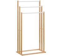 HOMCOM Porte-Serviettes Bambou 3 Barres Acier pour Salle de Bain Élégant et Fonctionnel Aosom France