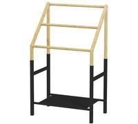 HOMCOM Porte-serviettes en bambou 3 barres et 1 étagère inférieure de rangement, 51l x 31P x 85,5H cm, finition bois naturel