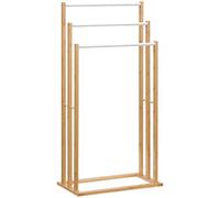 HOMCOM Porte-Serviettes Bambou 3 Barres Acier pour Salle de Bain Élégant et Fonctionnel Aosom France