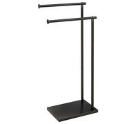 HOMCOM Porte-Serviettes sur Pied en Acier sèche Serviette sur Pieds avec 2 Barres Support pour Serviette 35,5l x 20P x 78H cm - Noir
