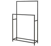 HOMCOM Porte serviettes sur pied sèche serviette 2 niveaux en métal pour la salle de bain, dim. 66l x 20P x 110H cm, noir
