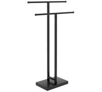 HOMCOM Porte-serviettes sur pied 2 niveaux en métal 50 x 18,5 x 85 cm Noir