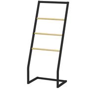 HOMCOM Porte-serviettes sur pieds en bambou et acier avec 4 barres support 40,5L x 28l x 98H cm - noir et naturel