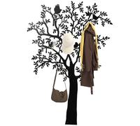 HOMCOM Porte-Vêtements avec 8 Crochets, Motif 4 Oiseaux, Noir | Porte-manteau en forme d'arbre, moderne, pour vêtements, chapeaux, sacs, salon