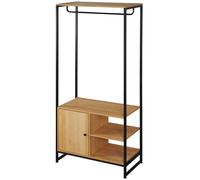 HOMCOM Portemanteau en Acier et Bois de Style Industriel avec Porte-Chaussures et Etagères, 80x40x180cm