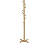 HOMCOM Portemanteau en Bambou, 8 Patères, Base en Forme X Stable, Naturel | Portant à Vêtements, Meuble d'Entrée, Couloir, Chambre, Buanderie