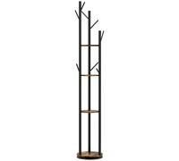 HOMCOM Portemanteau sur Pied Pivotant avec 8 Crochets et 4 Étagères en Style Industriel, Ø30x175cm, Marron