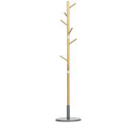 HOMCOM Portemanteau sur pied portant à vêtements vestiaire 8 patères meuble d'entrée pour vêtements chapeaux entrée couloir hauteur 175,6 cm en bambou et métal
