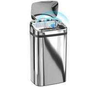 HOMCOM Poubelle 30 L à capteur avec ouverture et fermeture automatiques, 33x25x57.5 cm, Argent