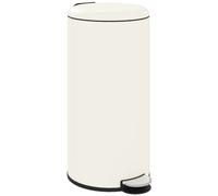 HOMCOM Poubelle 30L, poubelle à pédale, couvercle verrouillable, pédale, résistant aux taches, Blanc crème