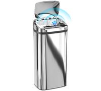 HOMCOM Poubelle 40 L avec capteur pour ouverture et fermeture automatiques, 33x25x70 cm, Argent