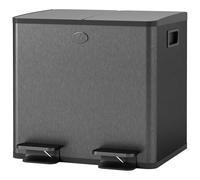 HOMCOM Poubelle à 2 Sections de 15L avec Fermeture Silencieuse, en Acier Inoxydable et PP, 41.7x36.6x43.2 cm, Noir
