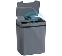 HOMCOM Poubelle à capteur 15 L, poubelle automatique avec deux modes d'ouverture, pour bureau, cuisines, 27,6 x 21,4 x 33,5 cm, Gris