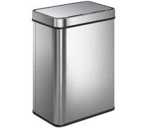 HOMCOM Poubelle à capteur 50 L avec couvercle à fermeture douce, poubelle de cuisine automatique en acier inoxydable, argenté