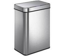 HOMCOM Poubelle à Capteur 50 L avec Couvercle à Fermeture Douce, Poubelle de Cuisine Automatique sans Contact en Acier Inoxydable Anti-Traces, pour Cuisine, Maison, Bureau, Argenté