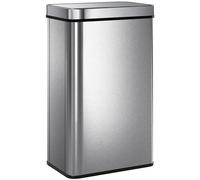 HOMCOM Poubelle à capteur 60 L avec couvercle à fermeture douce, poubelle de cuisine automatique en acier inoxydable, argenté