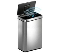 HOMCOM Poubelle à Capteur 60 L, Couvercle à Fermeture Douce Argenté | Poubelle de Cuisine Automatique sans Contact, en Acier Inoxydable Anti-Traces, pour Cuisine, Maison, Bureau