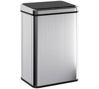 HOMCOM Poubelle à Capteur de 40L, Couvercle à Fermeture en Douceur, Poubelle de Cuisine Automatique Acier Inoxydable, Argenté