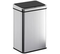HOMCOM Poubelle à Capteur de 40L Couvercle Fermeture en Douceur Argenté | Poubelle de Cuisine Automatique Sans Contact, Acier Inoxydable Résistant aux Empreintes, pour Maison, Bureau