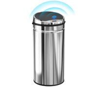 HOMCOM Poubelle à capteur de 42 L avec Couvercle à Fermeture Douce silencieuse, Automatique sans Contact avec détecteur de Mouvement résistant aux Empreintes digitales, en Acier Inoxydable pour