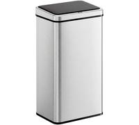 HOMCOM Poubelle à Capteur de 50L avec Couvercle à Fermeture en Douceur, Poubelle de Cuisine Automatique Sans Contact en Acier Inoxydable Résistant aux Empreintes pour Maison, Bureau, Argenté
