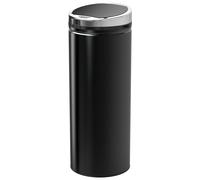 HOMCOM Poubelle à capteur de mouvement ouverture automatique 1 bac de 50 L en acier inoxydable noir