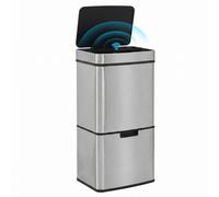 HomCom Poubelle de cuisine automatique tri sélectif 72L 3 compartiments acier inox 42 x 30 x 81 cm