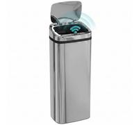 HOMCOM Poubelle à capteur de mouvement, ouverture automatique, 50 L, en acier inoxydable, argent