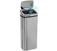 HOMCOM Poubelle à capteur de mouvement, ouverture automatique, 50 L, en acier inoxydable, argent