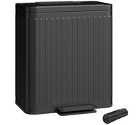 HOMCOM Poubelle à double compartiment 2 x 20L de Cuisine à Pédale Noir | Tri Sélectif, Seaux Intérieurs Amovibles, Couvercle Fermeture Douce, Maintien en Ouverture, Sacs-Poubelle, Anti-Traces