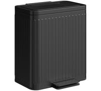 HOMCOM Poubelle à double compartiment 2 x 20L, poubelle de cuisine à pédale, seaux intérieurs amovibles, 45,5x36,5x51cm, noir