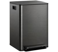 Poubelle de cuisine - HOMCOM - 2 compartiments 2 x 30L - couvercle à fermeture douce - acier inoxydable - 47,7x37,5x66,8cm - noir