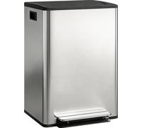 HOMCOM Poubelle à double compartiment 2 x 30L, poubelle de cuisine à pédale tri sélectif en acier inoxydable, seaux intérieurs, couvercle à fermeture douce et maintien en ouverture, poignées, argent