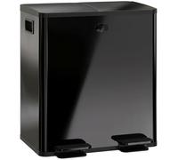 HOMCOM Poubelle à Double Compartiment 2x20L, Poubelle de Cuisine à Pédale en Acier Inoxydable, Seaux Intérieurs Amovibles, Couvercle à Fermeture Douce Maintien en Ouverture, Anti Traces, Noir Brillant
