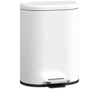 HOMCOM Poubelle à pédale 12L, blanche, 30x25.5x37.5cm | Poubelle avec couvercle et pédale, bac intérieur, fermeture douce, pour salon, bureau, métal