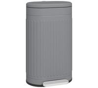 HOMCOM Poubelle à pédale 30 l avec couvercle et pédale - Poubelle avec seau intérieur amovible - Fonction Soft Close - Pour salon, bureau - Gris - 36,5 x 31,2 x 60,8 cm