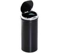 HOMCOM Poubelle Automatique 42L à Capteur de Mouvement Noir | Poubelle de Cuisine, Acier Galvanisé, Bac Interne Amovible