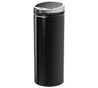 HOMCOM Poubelle automatique 50L, poubelle de cuisine en acier galvanisé à capteur de mouvement et bac interne amovible, noir