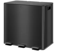 HOMCOM Poubelle avec 3 x 15L de compartiments, couvercles de désodorisant, anti-empreintes digitales, fermeture douce, amovible, Noir