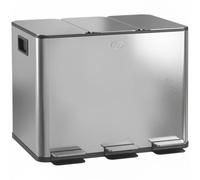 HOMCOM Poubelle cuisine 3 x 20L, poubelle tri sélectif avec 3 compartiments, pédale, seaux intérieurs amovibles, couvercle à fermeture en douceur et poignées, anti-traces, acier inoxydable, argent